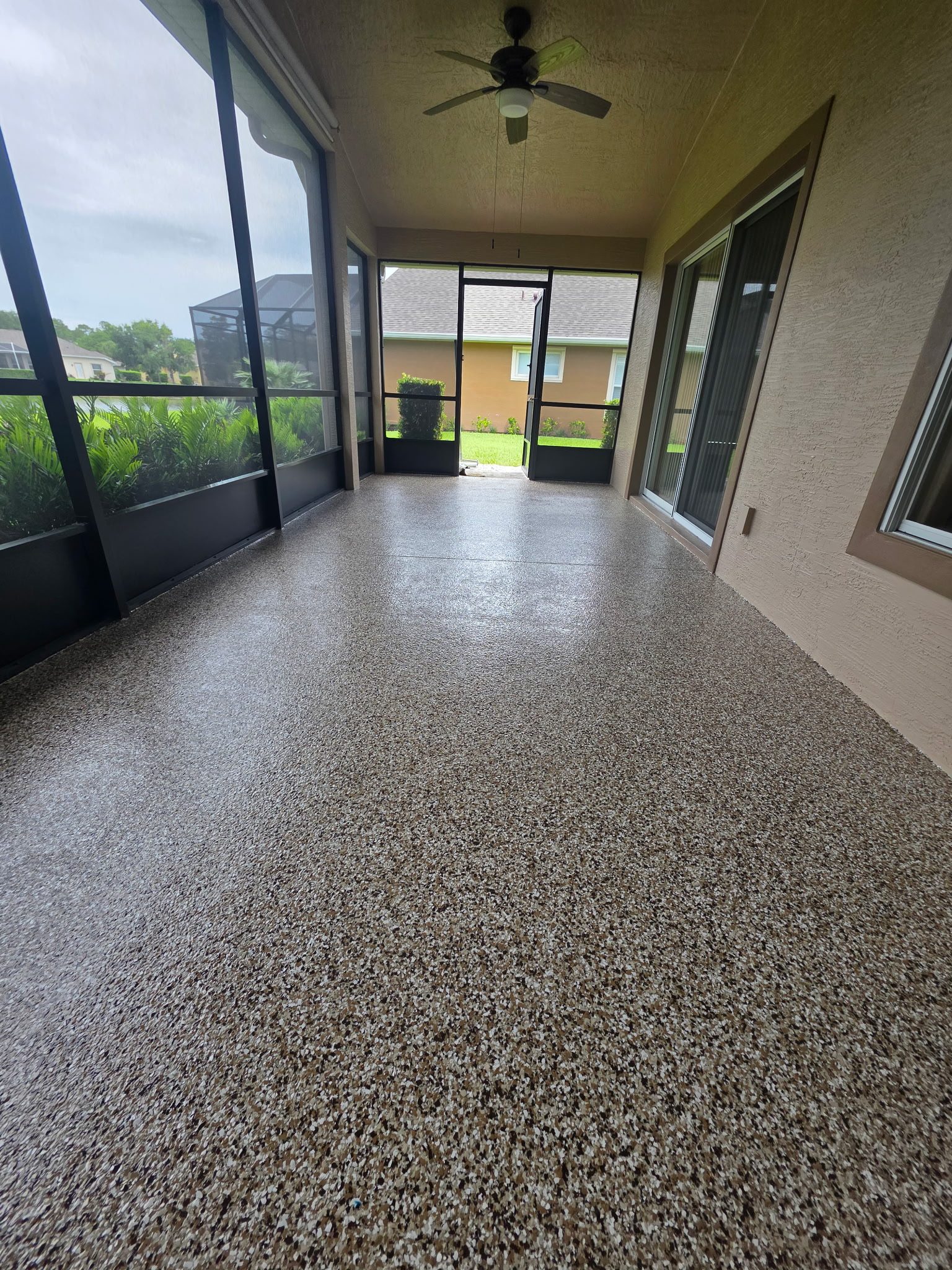Flake epoxy on a screened porch