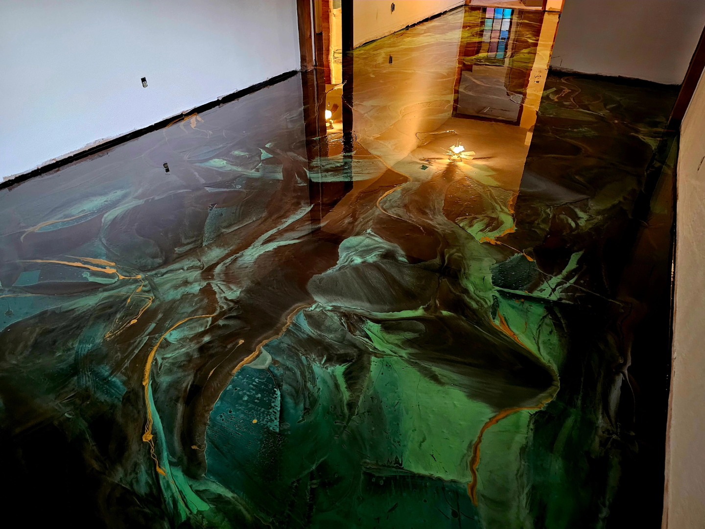 Bold metallic floor coating